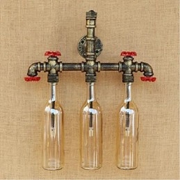 Lampada da parete retrò industriale a vento con interruttore a bottiglia d'acqua, luce da parete ambra