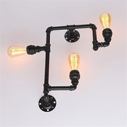 Applique da parete vintage in tubo industriale nero luci creative ristorante caffetteria bar decorazione illuminazione con 3 luci finitura verniciata