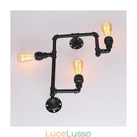 Applique da parete vintage in tubo industriale nero luci creative ristorante caffetteria bar decorazione illuminazione con 3 luci finitura verniciata Applique da parete vintage in tubo industriale nero luci creative ristorante caffetteria bar decorazione illuminazione con 3 luci finitura verniciata