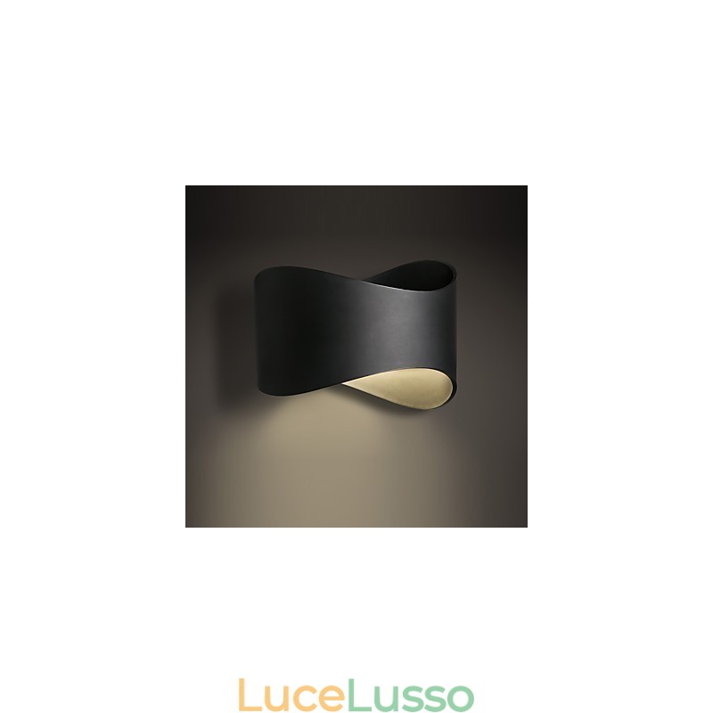Moderna finitura in ossido nero contemporanea caratteristica per applique da parete in stile mini con luce ambientale