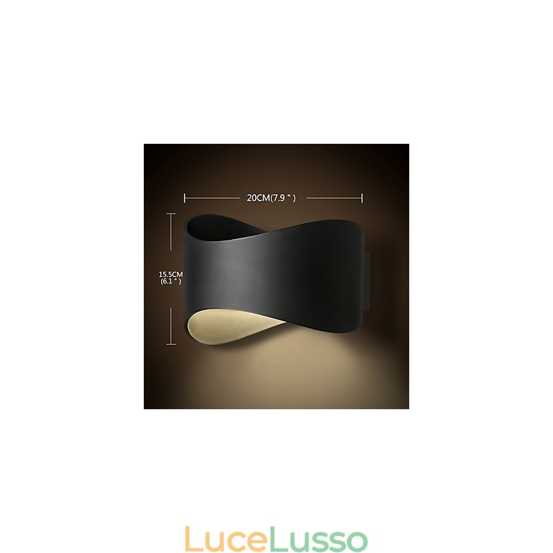 Moderna finitura in ossido nero contemporanea caratteristica per applique da parete in stile mini con luce ambientale
