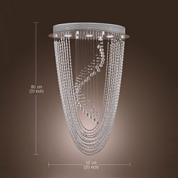 Lampadario moderno contemporaneo in cristallo cromato a filo
