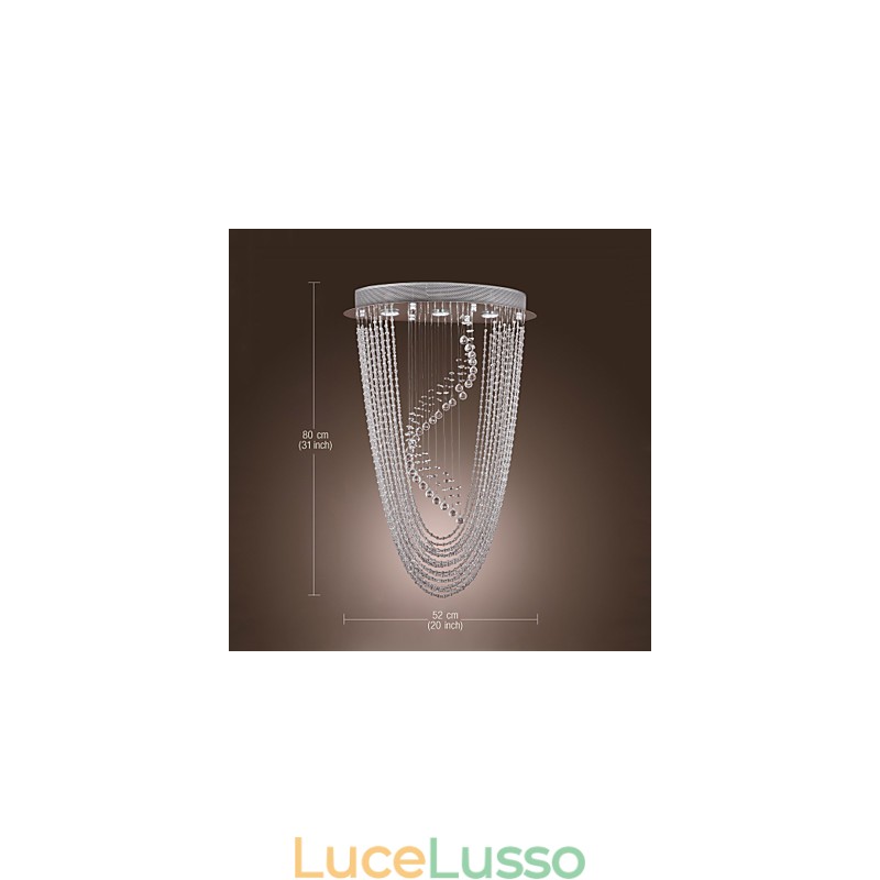 Lampadario moderno contemporaneo in cristallo cromato a filo