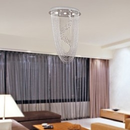 Lampadario moderno contemporaneo in cristallo cromato a filo