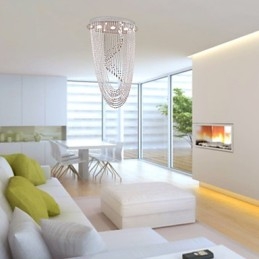 Lampadario moderno contemporaneo in cristallo cromato a filo