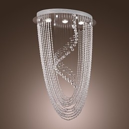 Lampadario moderno contemporaneo in cristallo cromato a filo