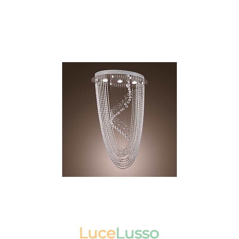 Lampadario moderno contemporaneo in cristallo cromato a filo