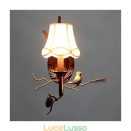 Lampada da parete vintage nordamericana in metallo con uccello in resina e pigna, adatta per soggiorno, sala da pranzo, lampada da parete Lampada da parete vintage nordamericana in metallo con uccello in resina e pigna, adatta per soggiorno, sala da pranzo, lampada da parete