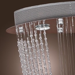 Lampadario moderno contemporaneo in cristallo cromato a filo