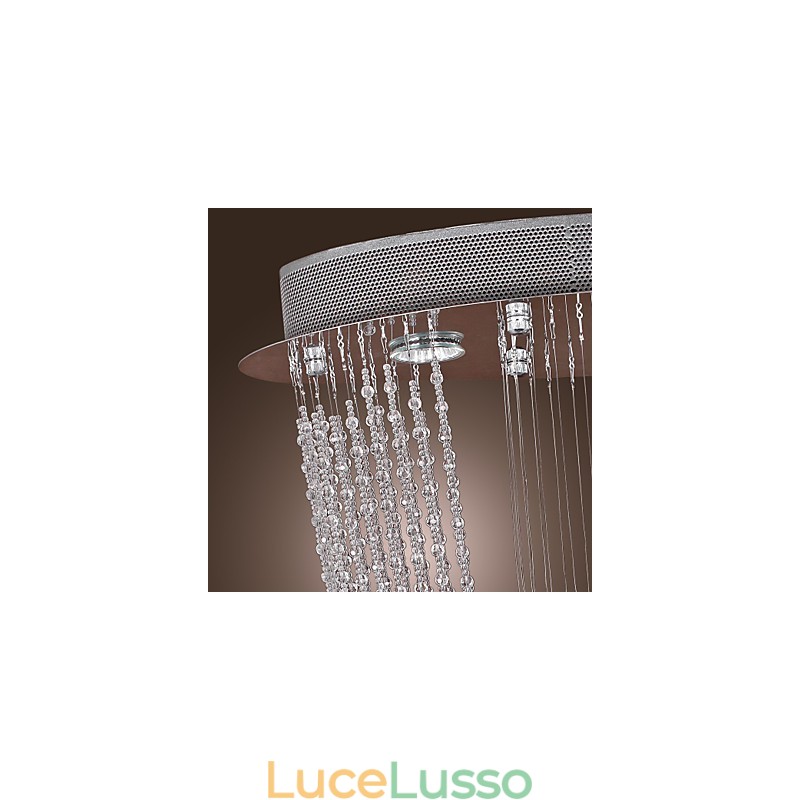 Lampadario moderno contemporaneo in cristallo cromato a filo