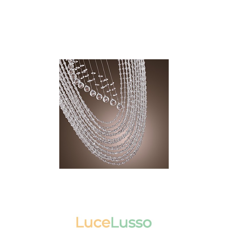 Lampadario moderno contemporaneo in cristallo cromato a filo