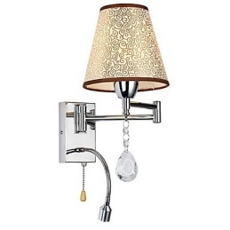 Lampada da parete per camera da letto Lampada da lettura Lampada in tessuto Moderna Contemporanea Country Cromata Caratteristica per braccio oscillante in cristallo