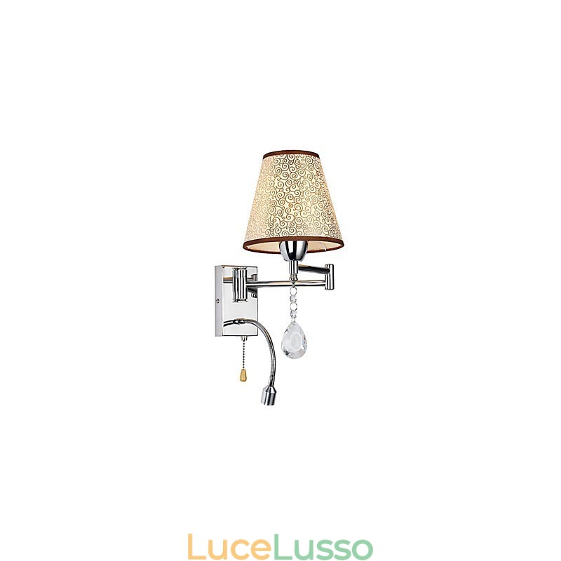 Lampada da parete per camera da letto Lampada da lettura Lampada in tessuto Moderna Contemporanea Country Cromata Caratteristica per braccio oscillante in cristallo