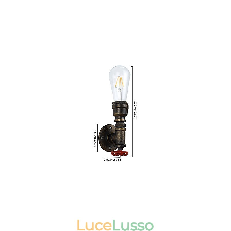 Applique da parete rustica in ottone antico tradizionale classico per luce ambientale