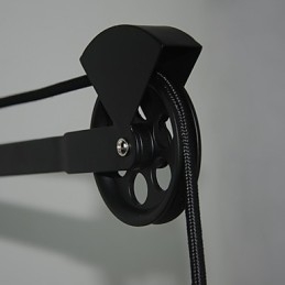 Lampada da parete in stile country americano, retrò, creativa, con puleggia in legno