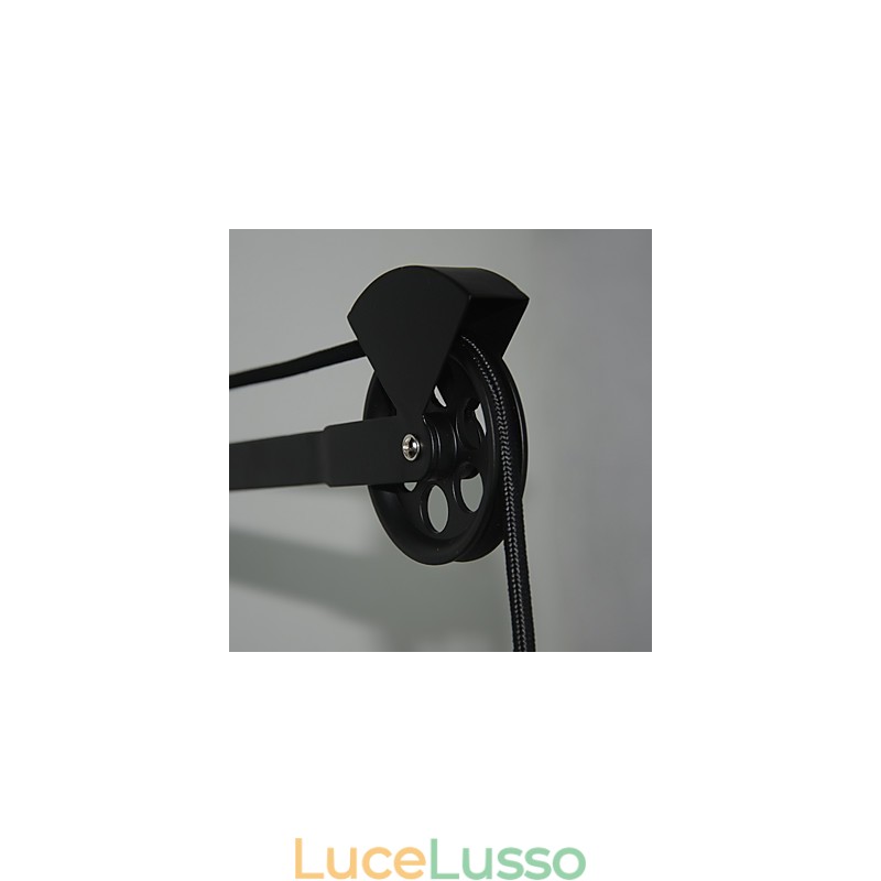 Lampada da parete in stile country americano, retrò, creativa, con puleggia in legno
