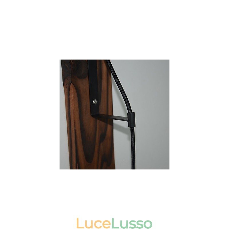 Lampada da parete in stile country americano, retrò, creativa, con puleggia in legno