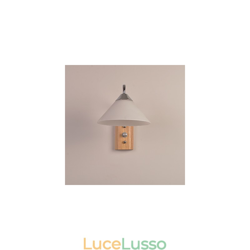 Lampada da parete semplice Lampada da comodino con paralume in vetro e legno massello per camera da letto Cassettiera Soggiorno Cameretta per bambini Dormitorio universitario Tavolino da caffè Libreria