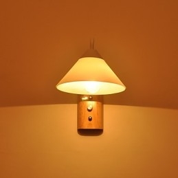 Lampada da parete semplice Lampada da comodino con paralume in vetro e legno massello per camera da letto Cassettiera Soggiorno Cameretta per bambini Dormitorio universitario Tavolino da caffè Libreria