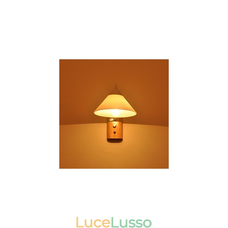 Lampada da parete semplice Lampada da comodino con paralume in vetro e legno massello per camera da letto Cassettiera Soggiorno Cameretta per bambini Dormitorio universitario Tavolino da caffè Libreria