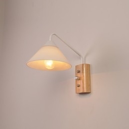 Lampada da parete semplice Lampada da comodino con paralume in vetro e legno massello per camera da letto Cassettiera Soggiorno Cameretta per bambini Dormitorio universitario Tavolino da caffè Libreria