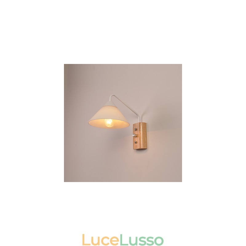 Lampada da parete semplice Lampada da comodino con paralume in vetro e legno massello per camera da letto Cassettiera Soggiorno Cameretta per bambini Dormitorio universitario Tavolino da caffè Libreria