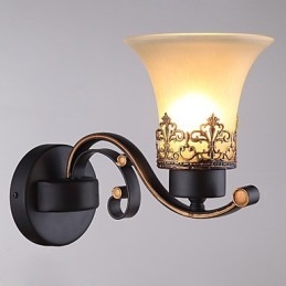 Lampada da parete vintage in metallo con vetro, stile campagna americana, a testa singola, per la mensa, soggiorno, ingresso, foyer, lampada da parete decorativa