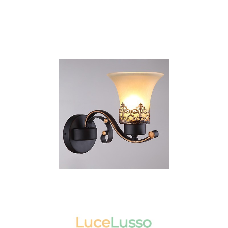 Lampada da parete vintage in metallo con vetro, stile campagna americana, a testa singola, per la mensa, soggiorno, ingresso, foyer, lampada da parete decorativa