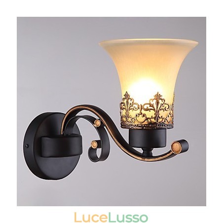 Lampada da parete vintage in metallo con vetro, stile campagna americana, a testa singola, per la mensa, soggiorno, ingresso, foyer, lampada da parete decorativa Lampada da parete vintage in metallo con vetro, stile campagna americana, a testa singola, per la mensa, soggiorno, ingresso, foyer, lampada da parete decorativa
