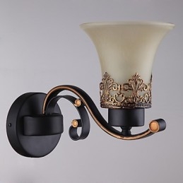 Lampada da parete vintage in metallo con vetro, stile campagna americana, a testa singola, per la mensa, soggiorno, ingresso, foyer, lampada da parete decorativa