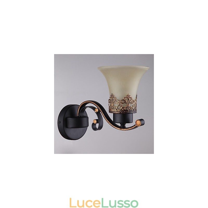 Lampada da parete vintage in metallo con vetro, stile campagna americana, a testa singola, per la mensa, soggiorno, ingresso, foyer, lampada da parete decorativa