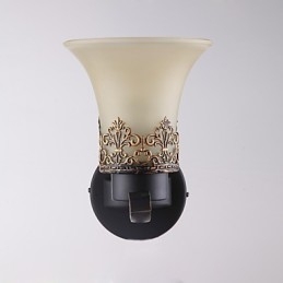 Lampada da parete vintage in metallo con vetro, stile campagna americana, a testa singola, per la mensa, soggiorno, ingresso, foyer, lampada da parete decorativa