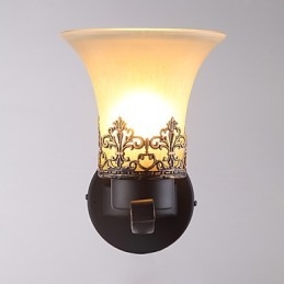 Lampada da parete vintage in metallo con vetro, stile campagna americana, a testa singola, per la mensa, soggiorno, ingresso, foyer, lampada da parete decorativa