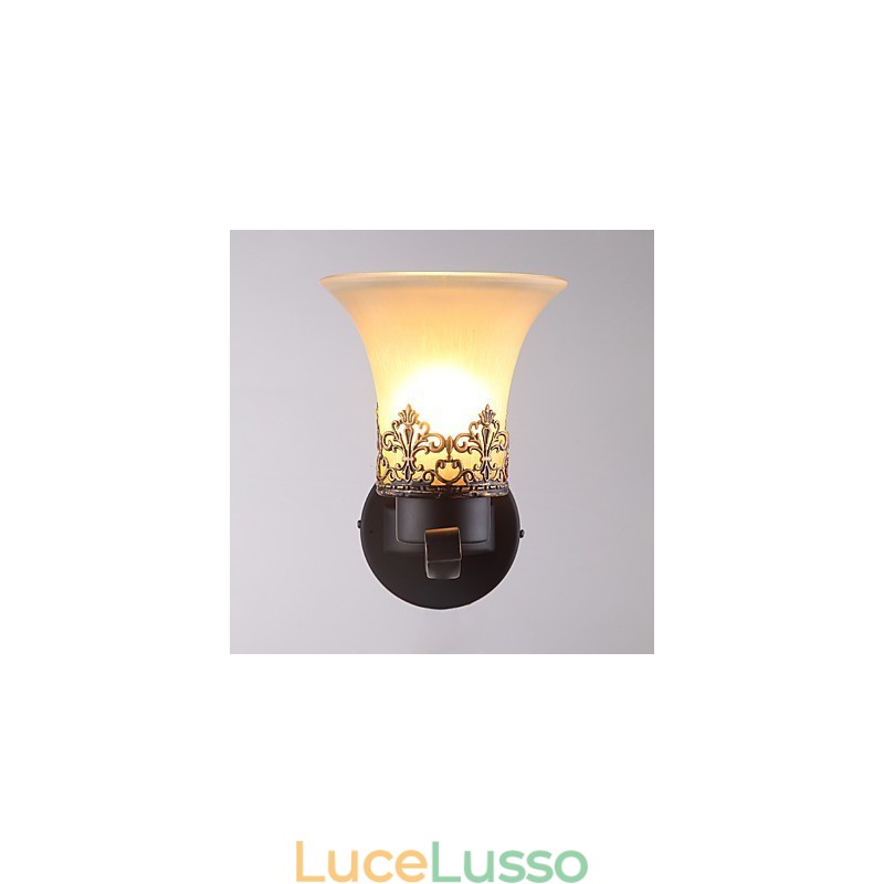 Lampada da parete vintage in metallo con vetro, stile campagna americana, a testa singola, per la mensa, soggiorno, ingresso, foyer, lampada da parete decorativa