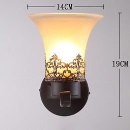 Lampada da parete vintage in metallo con vetro, stile campagna americana, a testa singola, per la mensa, soggiorno, ingresso, foyer, lampada da parete decorativa