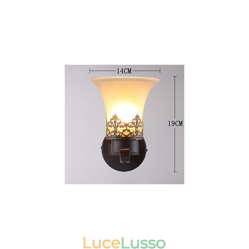 Lampada da parete vintage in metallo con vetro, stile campagna americana, a testa singola, per la mensa, soggiorno, ingresso, foyer, lampada da parete decorativa