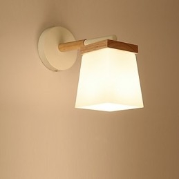 Lampada da parete con paralume in vetro quadrato per camera da letto moderna, applique da parete con luce ambientale