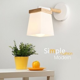 Lampada da parete con paralume in vetro quadrato per camera da letto moderna, applique da parete con luce ambientale