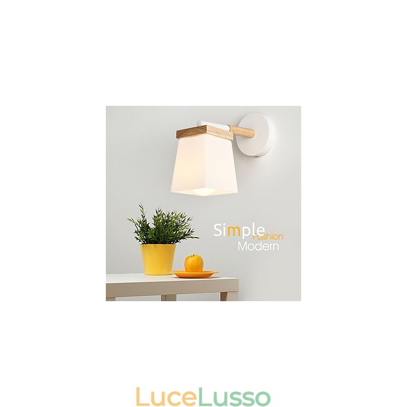 Lampada da parete con paralume in vetro quadrato per camera da letto moderna, applique da parete con luce ambientale