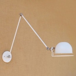 Semplice caratteristica di pittura vintage country per applique da parete con luce ambientale e protezione degli occhi con braccio oscillante in stile mini