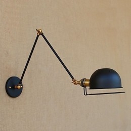 Semplice caratteristica di pittura vintage country per applique da parete con luce ambientale e protezione degli occhi con braccio oscillante in stile mini