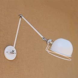 Semplice caratteristica di pittura vintage country per applique da parete con luce ambientale e protezione degli occhi con braccio oscillante in stile mini