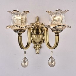 Applique da parete rustica in ottone con funzione mini uplight in stile lodge
