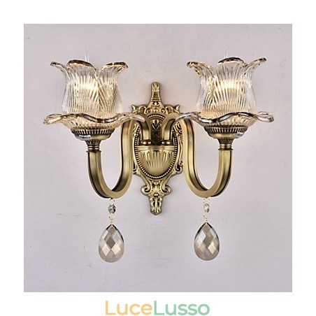 Applique da parete rustica in ottone con funzione mini uplight in stile lodge Applique da parete rustica in ottone con funzione mini uplight in stile lodge