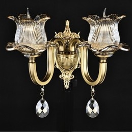 Applique da parete rustica in ottone con funzione mini uplight in stile lodge