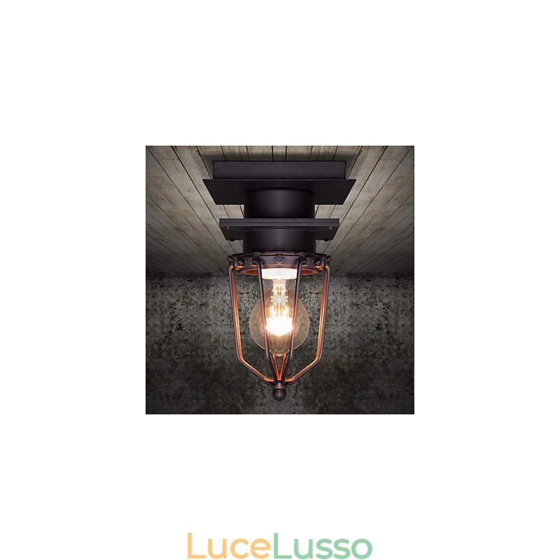 Lampada da parete retrò in ferro battuto, testa singola, antica, ricordata, lampada da soffitto in ferro battuto americano vintage, piccole gabbie