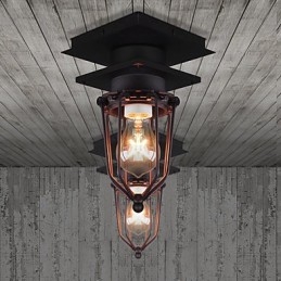 Lampada da parete retrò in ferro battuto, testa singola, antica, ricordata, lampada da soffitto in ferro battuto americano vintage, piccole gabbie