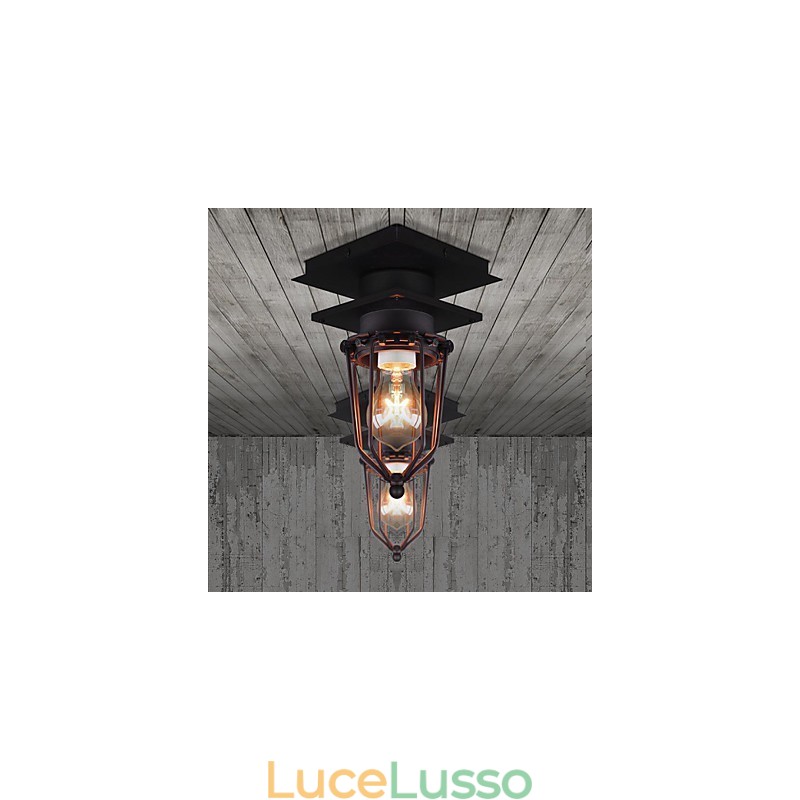 Lampada da parete retrò in ferro battuto, testa singola, antica, ricordata, lampada da soffitto in ferro battuto americano vintage, piccole gabbie
