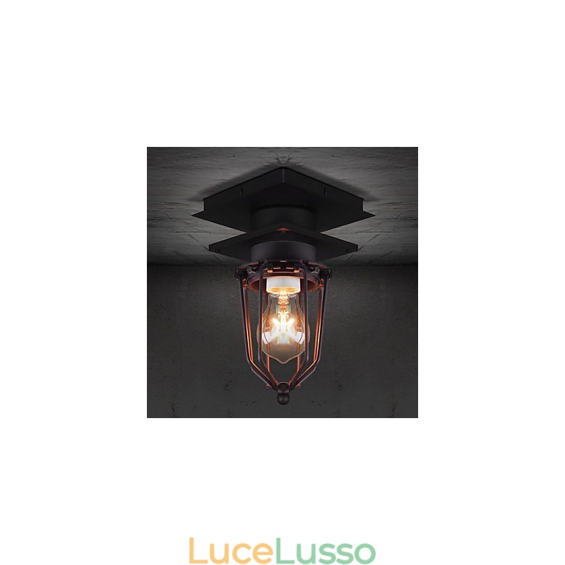 Lampada da parete retrò in ferro battuto, testa singola, antica, ricordata, lampada da soffitto in ferro battuto americano vintage, piccole gabbie