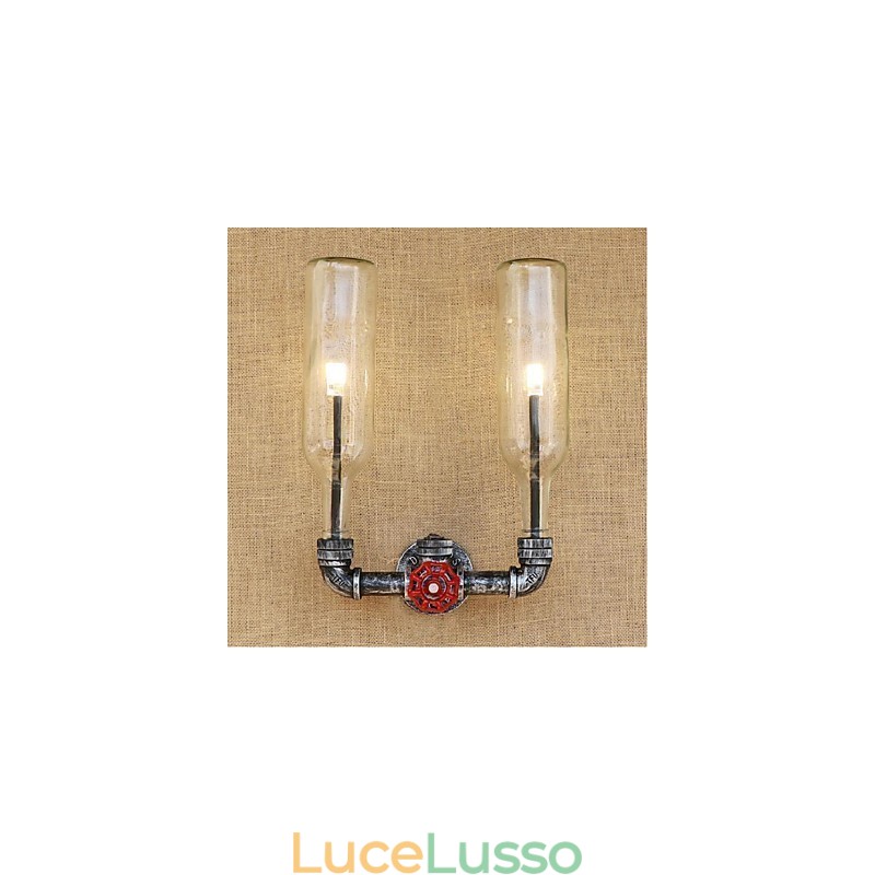 Lampada da parete retrò industriale con interruttore a vento e bottiglia d'acqua